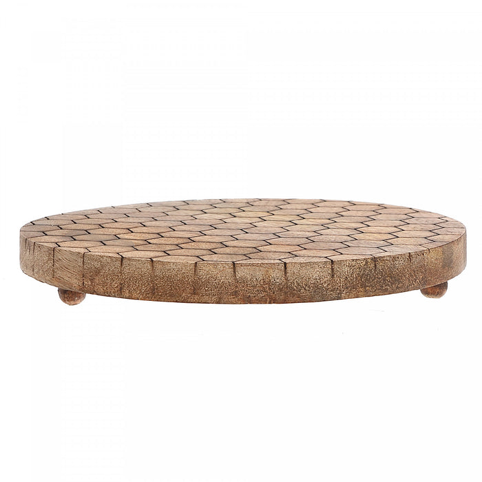 Mango Wood Honeycomb Round Trivet Coaster