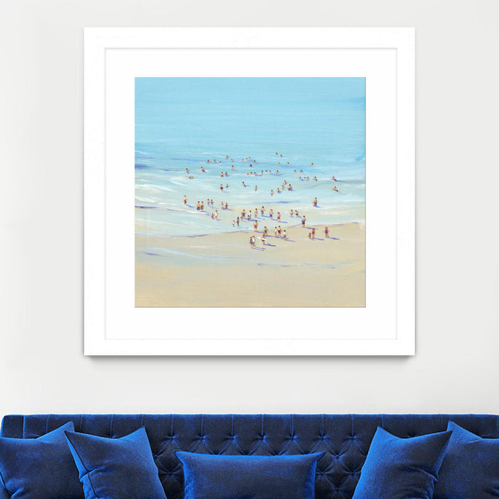 \"Beach Day I\" Matted and Framed White 36x36 Wall Art