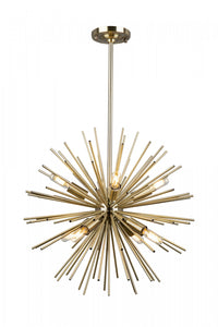 Sunburst 8-Light Satin Brass Chandelier