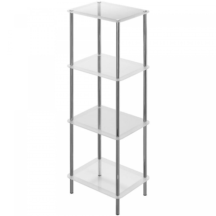 Benson 4-tier Chrome Rectangular Frosted Glass Stand Shelves