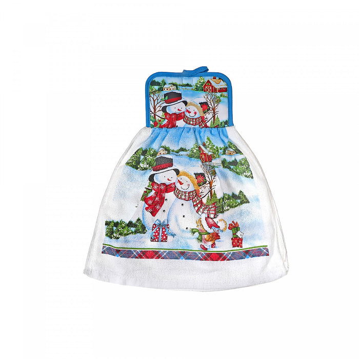 Tie Hand Towel Snowman Couple - Set of 2