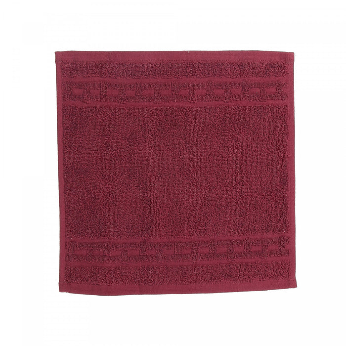 Basketweave Wash Cloth 12 x 12 Burgundy - Set of 6 Towels