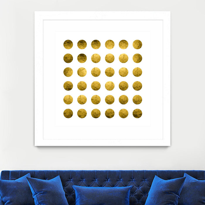\"Golden Spots White\" Matted and Framed White 30x30 Wall Art