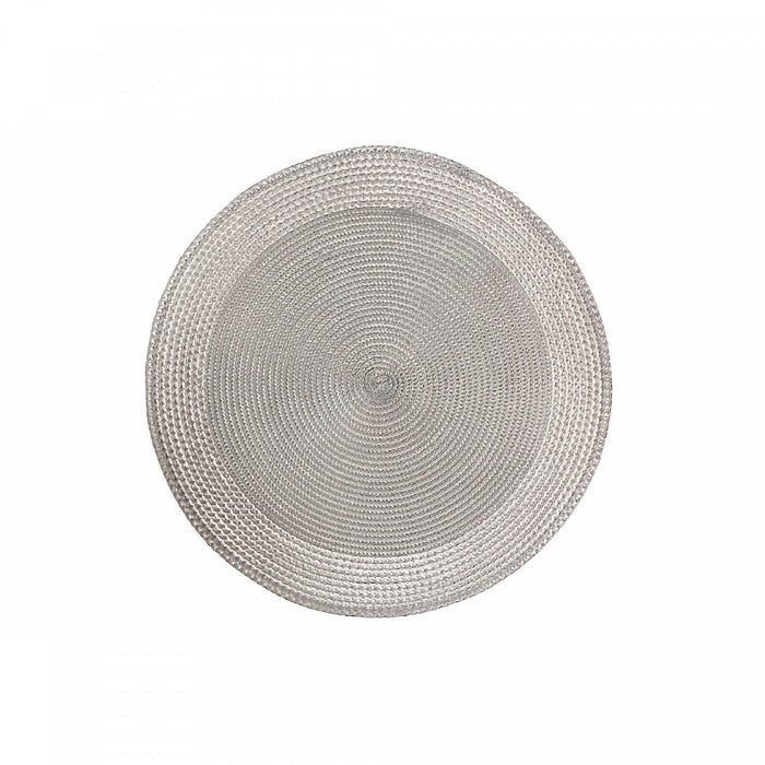 Vinyl Round Placemat with Silver Border - Set of 12