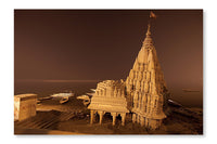 Broken Temple In Ganges River At Night Time, Varanasi, India 16x24 Wall Art Frame And Fabric Panel