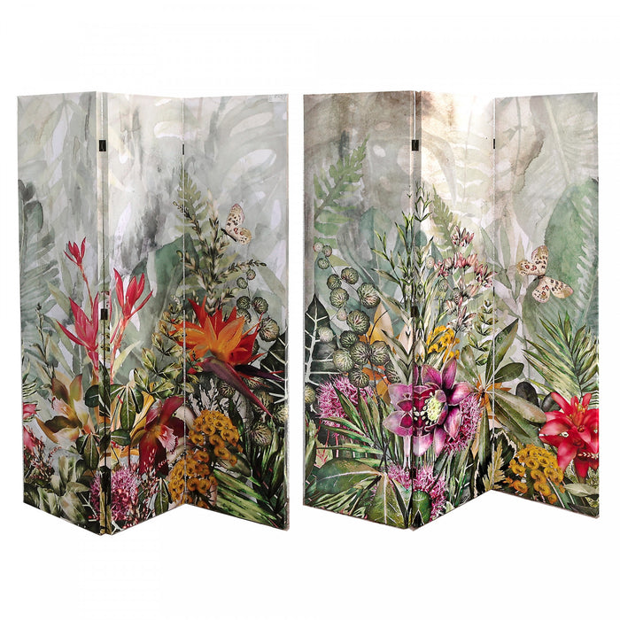 Double Sided 3 Panel Canvas Screen with Glitter Garden of Eden