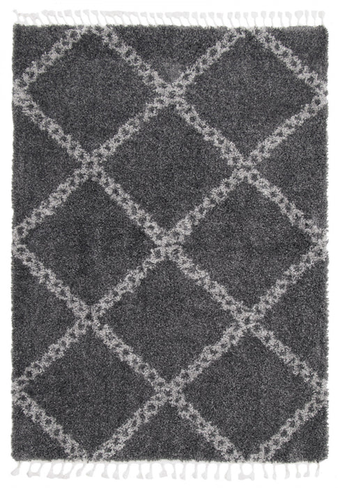 Helma Stark Dark Grey Shag 6'7\" X 9'6\" Area Rug