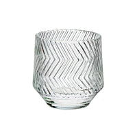 Round Glass Candle Holder Chevron - Set of 4