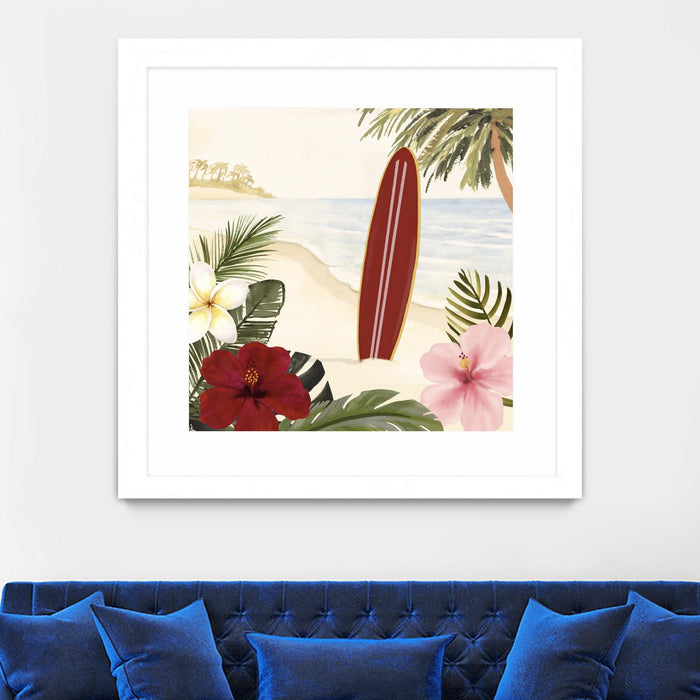 \"Aloha Ii\" Matted and Framed White 30x30 Wall Art