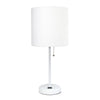 Limelights White Stick Lamp with Charging Outlet And Fabric Shade, White Table Lamp