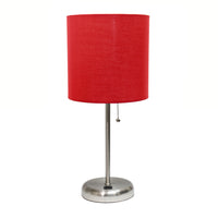 Limelights Stick Lamp with Usb Charging Port And Fabric Shade, Red Table Lamp