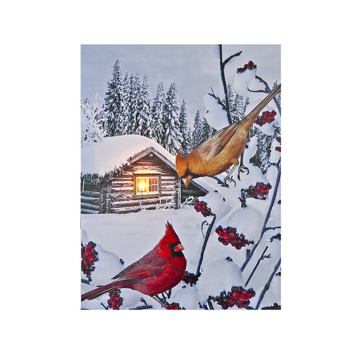 LED Canvas Wall Art Cardinal Couple 12 x 16 Wall Decor