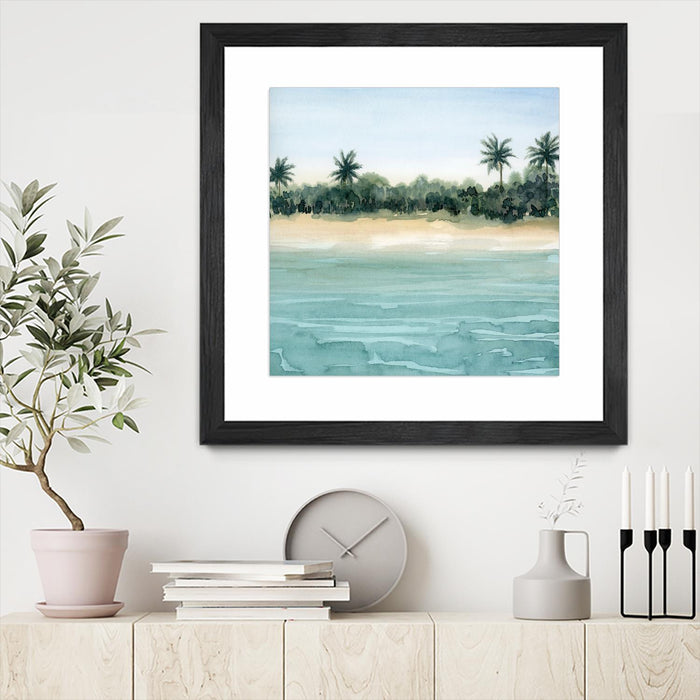 \"Paradis Ii\" Matted and Framed Black 36x36 Wall Art