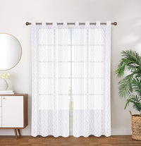 Diamond Grommet Pair of White Panels - 54x84