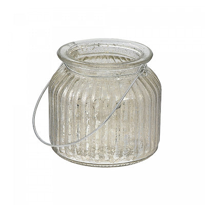 Ribbed S Mercury Glass Tealight Holder|Petit bougeoir pour bougie chauffe-plats en verre de mercure côtelé