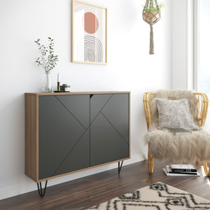 Nordika 2-Door Accent Cabinet - Nutmeg/Charcoal