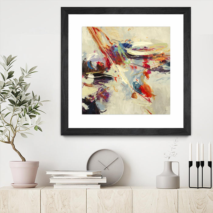 \"Positive Energy I\" Matted and Framed Black 36x36 Wall Art