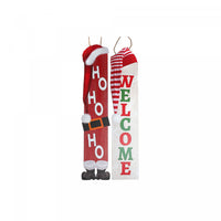 Wooden 'Welcome' 'Ho ho ho' Porch Sign - Set of 2