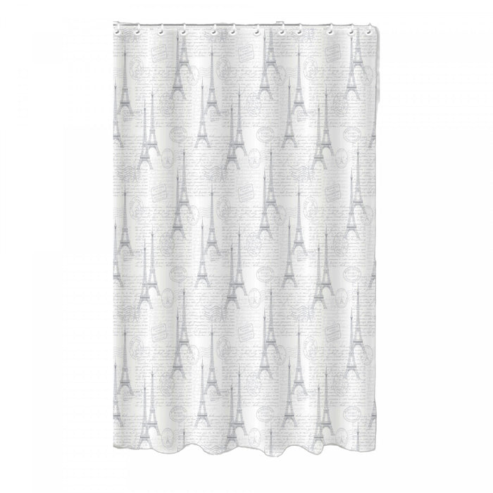 14pc Set Peva S. Curtain 12 Hooks and Bathmat Paris Shower Curtains