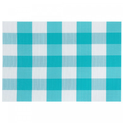 Vinyl Placemat Plaid Teal - Set of 12|Napperon bleu sarcelle en vinyle à motif écossais - ensemble de 12