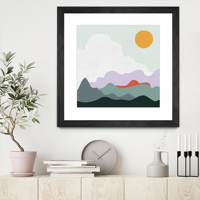 \"Mountainous I\" Matted and Framed Black 30x30 Wall Art