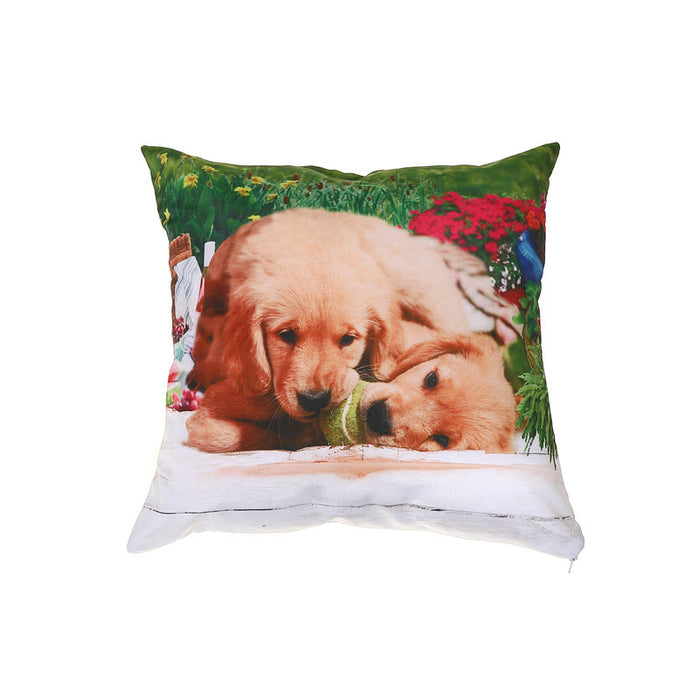 Polyester Digital Print Cushion Dogs Chewing Ball 18 x 18 - Set of 2