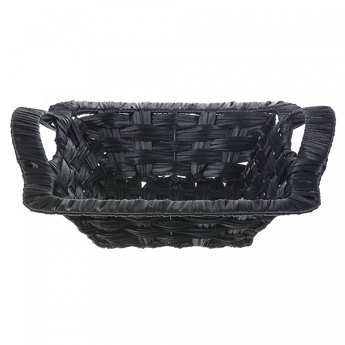Black Weave Basket with Handle Square 13 x 11 - Set of 2 Storage