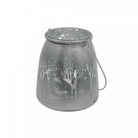 Speckled Reindeer in The Woods Candle Holder with Handle Silver - Set of 2