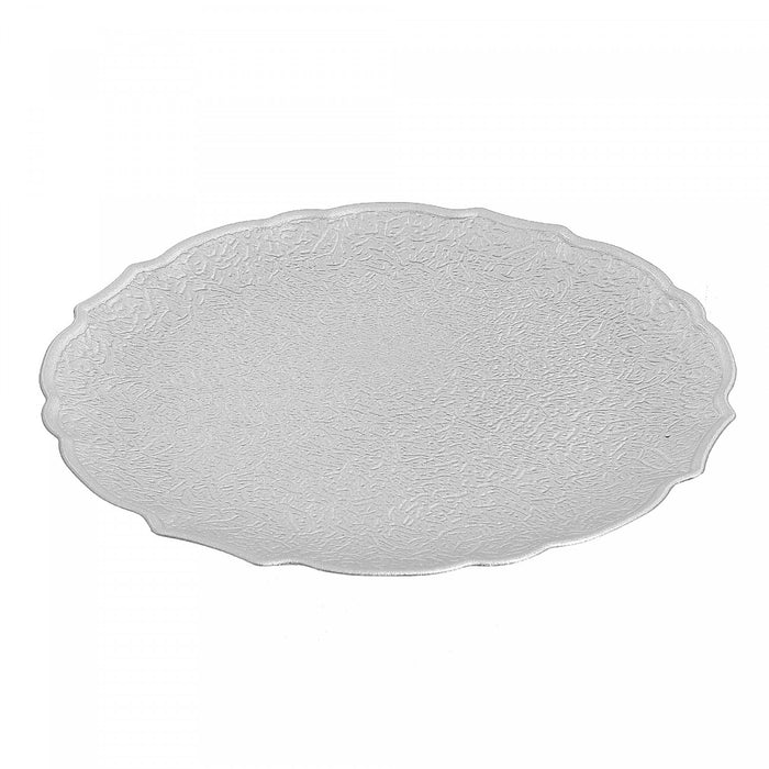 Round Serving Plate Textured Silver 13\" - Set of 6