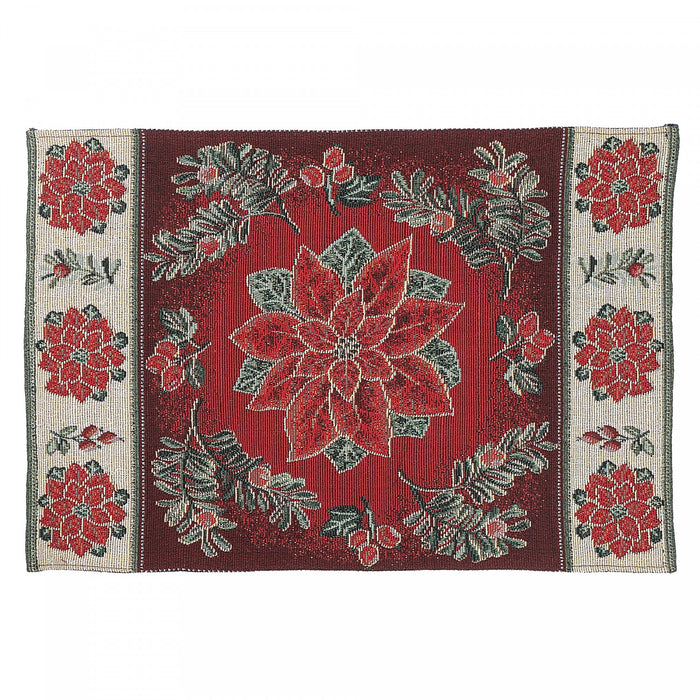 Tapestry Unbacked Placemat Poinsettia - Set of 12