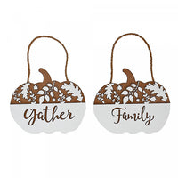 White Engraved Pumpkin Hanger - Set of 2