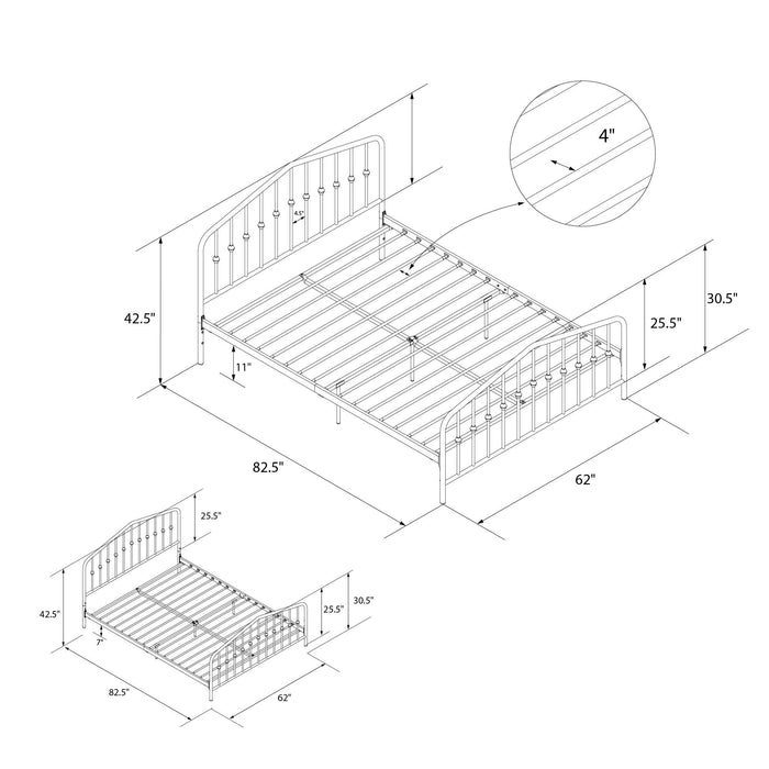 Novogratz Bushwick Metal Queen Bed - White