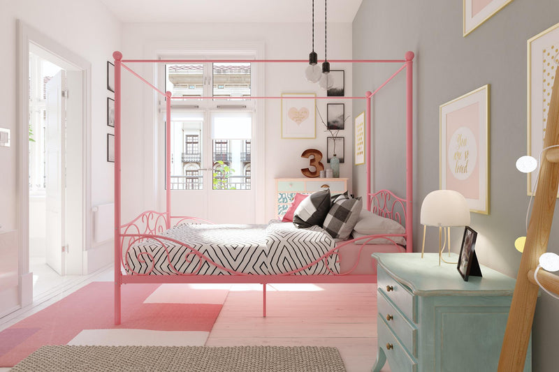 Dorel Home Whimsical Metal Canopy Twin Bed - Pink