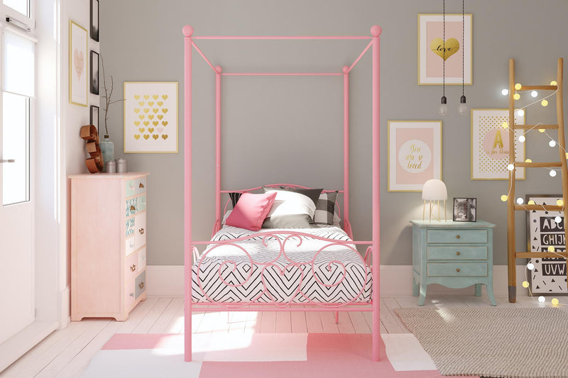 Dorel Home Whimsical Metal Canopy Twin Bed - Pink