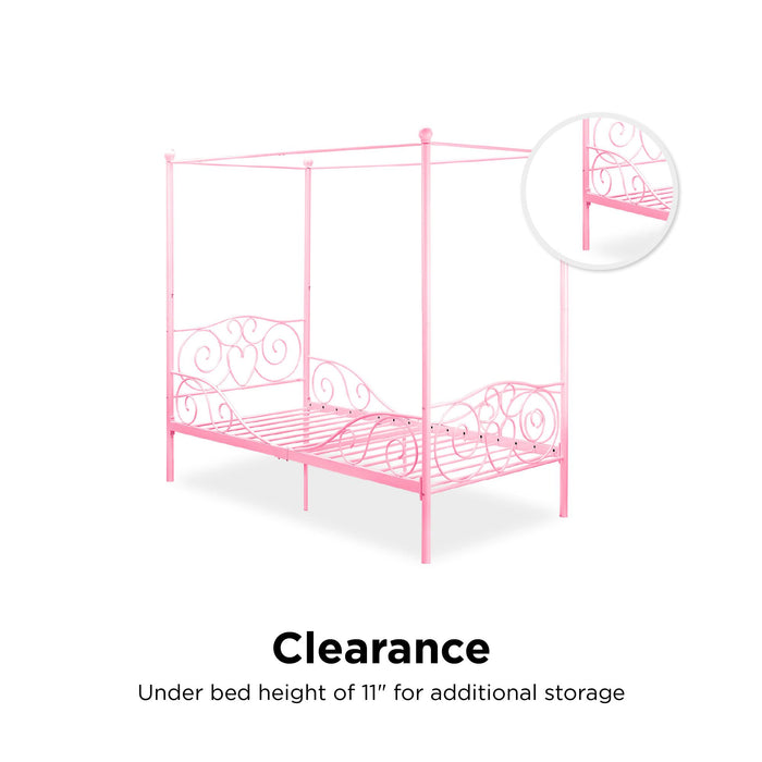Dorel Home Whimsical Metal Canopy Twin Bed - Pink