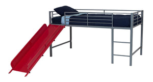 Dorel Home Atwater Living Harlow Junior Loft Bed - Silver with Red Slide