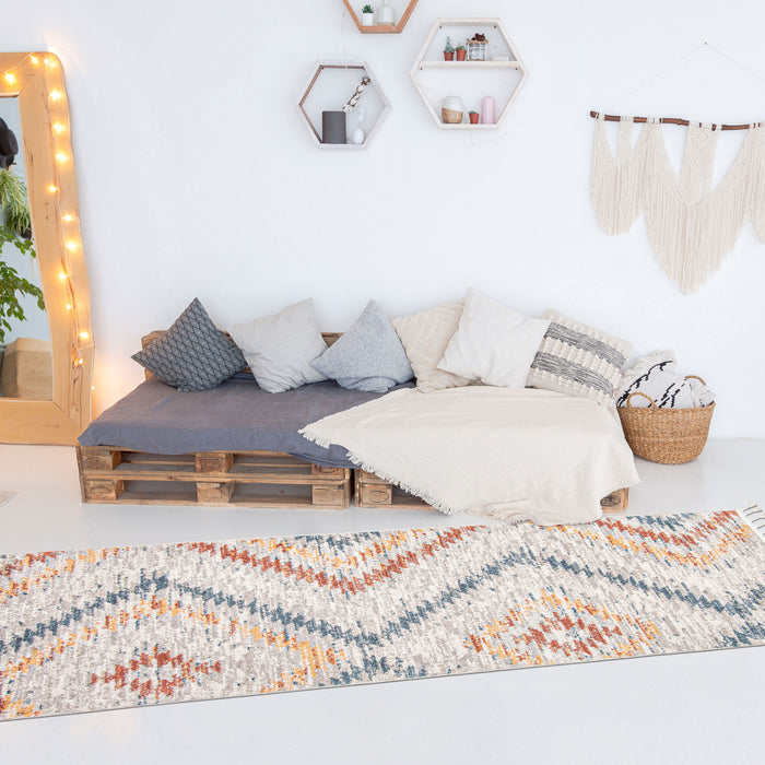 Vera Sun Ivory/Blue Area Rug - 2'7\" x 8'4\"