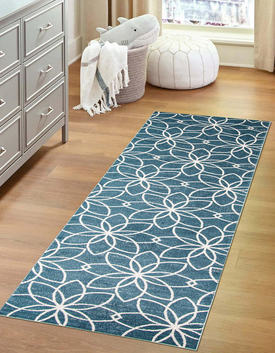 Terali Turquoise Machine Washable Area Rug - 2'6\" x 8'0\"
