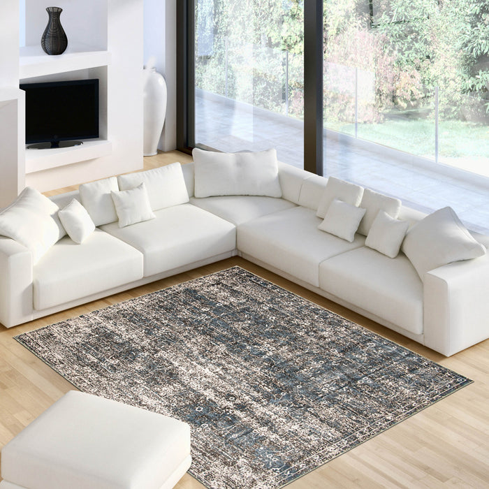 Dayna Blue, Grey Rug 3'11\" X 5'11\" Area Rug