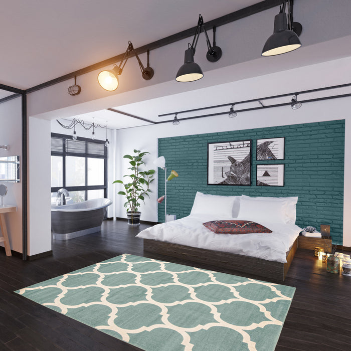 Aliya Aqua 4'7\" x 6'7\" Area Rug