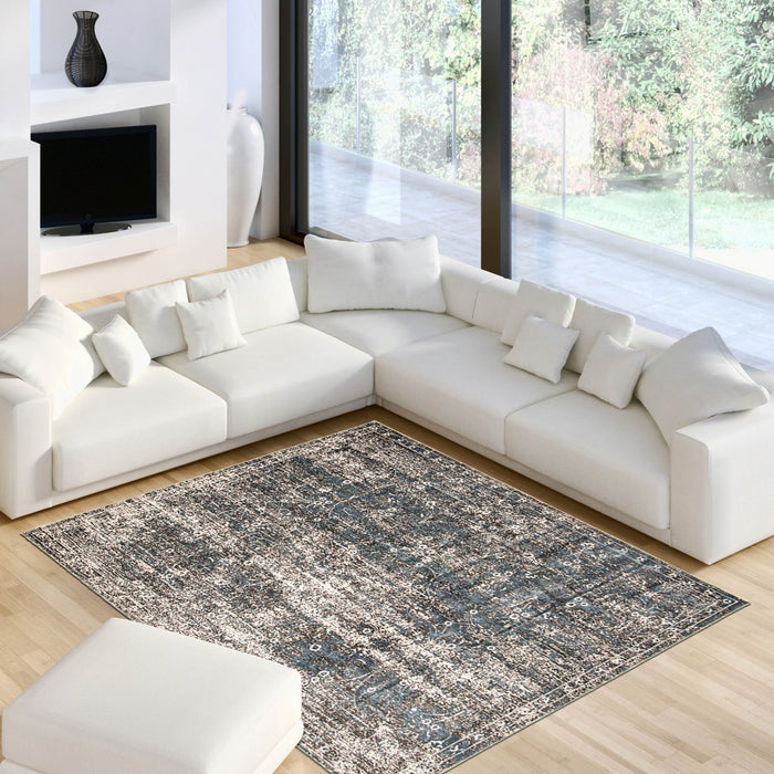 Dayna Blue, Grey Rug 5'3\" X 7'3\" Area Rug