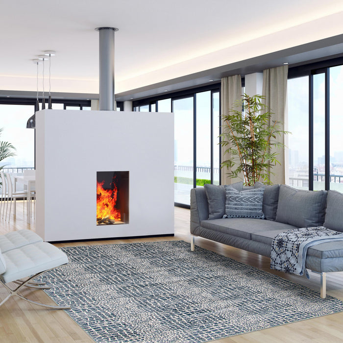 Kecia Blue/cream Rug 6'7\" X 9'6\" Area Rug