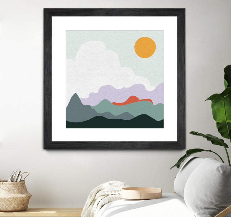 \"Mountainous I\" Matted and Framed Black 30x30 Wall Art