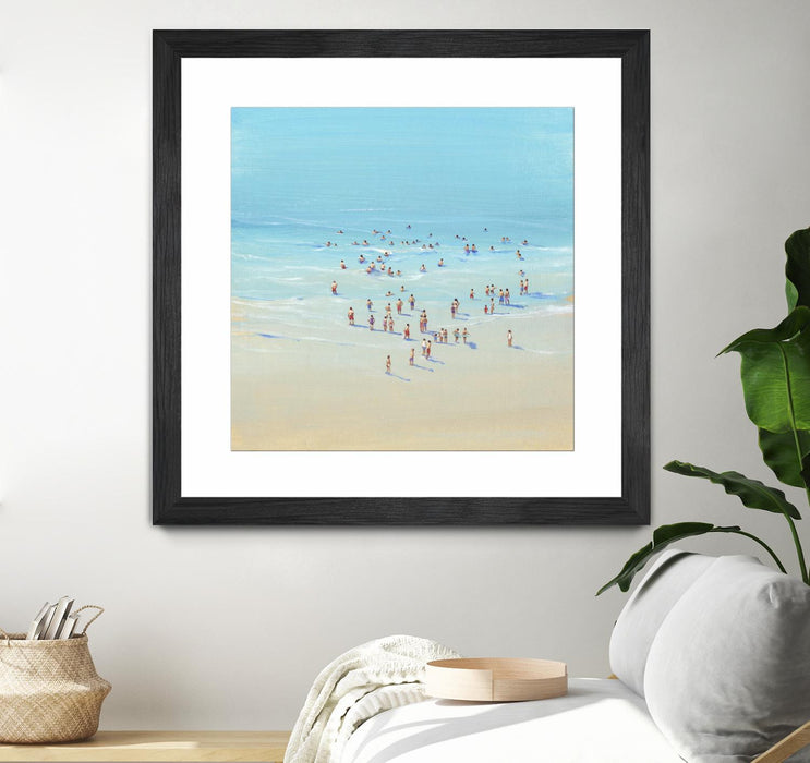 \"Beach Day Ii\" Matted and Framed Black 36x36 Wall Art