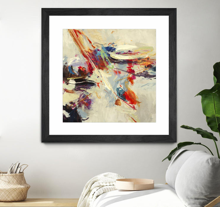 \"Positive Energy I\" Matted and Framed Black 36x36 Wall Art