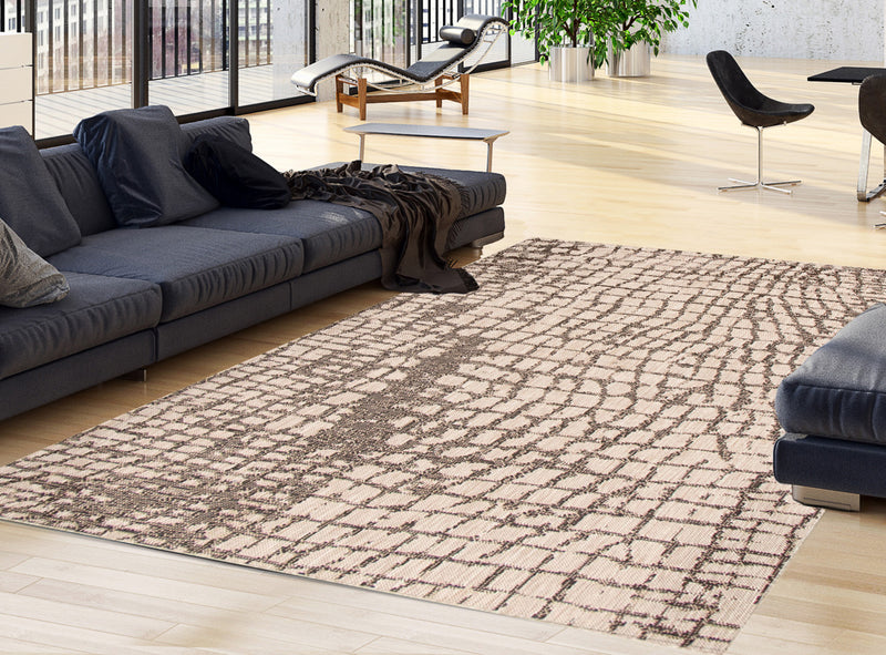 Sadie Safari Silver-Black Area Rug - 3'11\" x 5'7\"