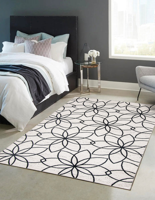 Terali Ivory Machine Washable Area Rug - 5'0\" x 7'0\"
