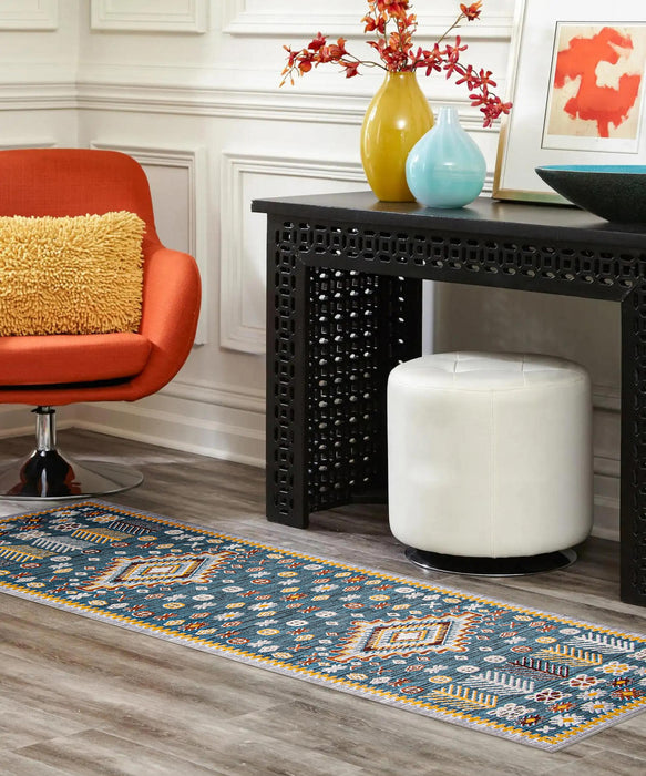 Gypsy Blue Machine Washable Area Rug - 2'6\" x 8'0\"