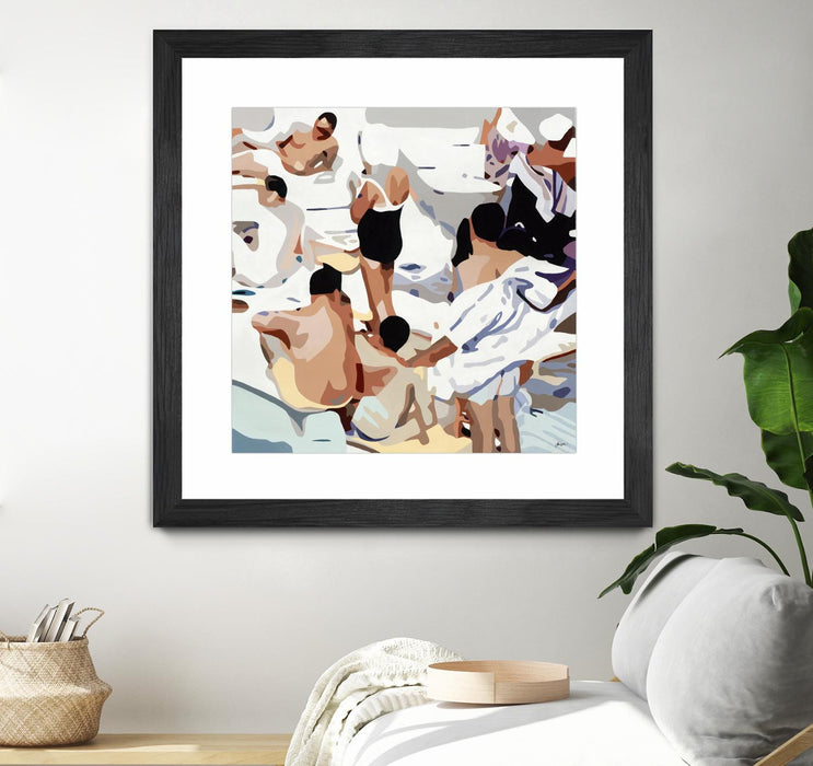 \"Tammy & Greg's Pool Party\" Matted and Framed Black 30x30 Wall Art