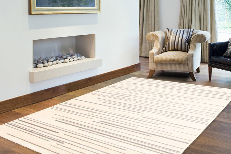 Faith Cream-Silver Area Rug - 3'11\" x 5'7\"
